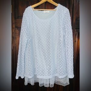 Indigo Soul Light Blue‎ Lace Blouse